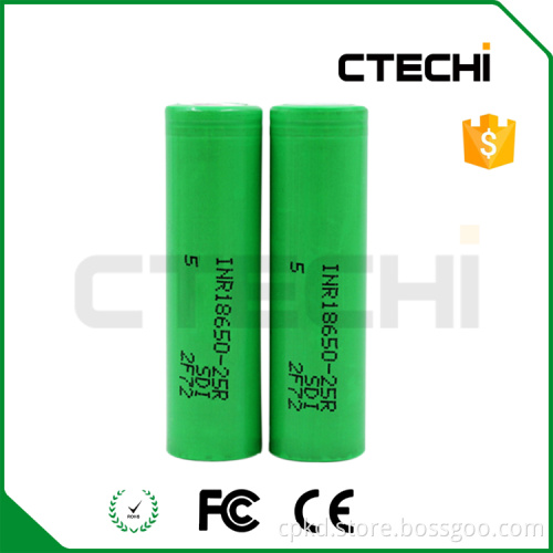 3.6v 18650 li-ion battery 18650 2500mah 25R 18650 rechargeable battery